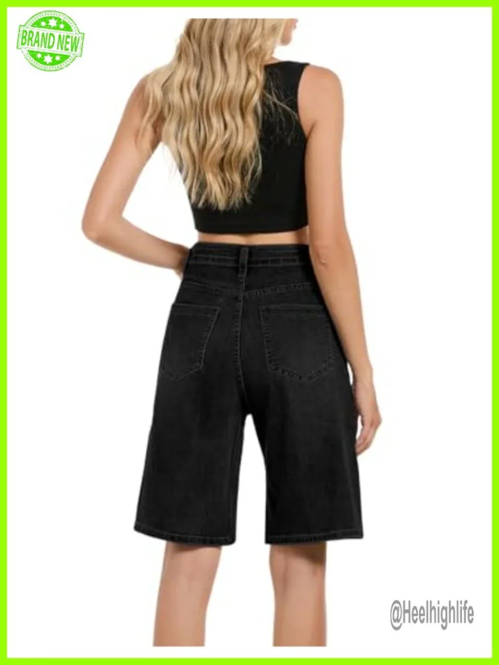 High Waisted Stretchy Denim Bermuda Shorts for Women Baggy Jorts Long